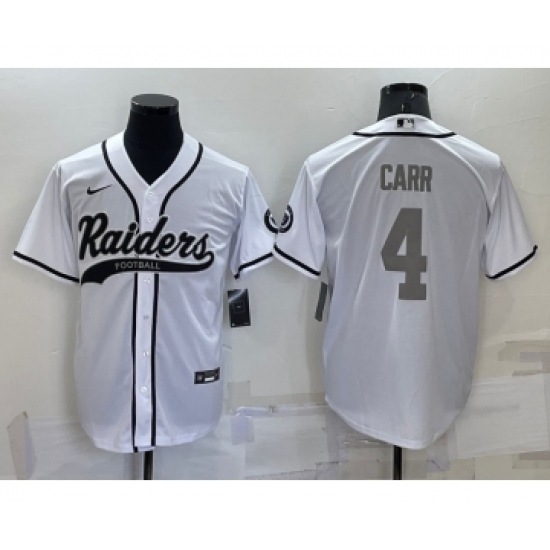 Men's Las Vegas Raiders #4 Derek Carr White Grey Stitched MLB Cool Base Nike Baseball Jersey - Ujersey