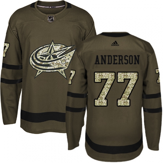 Youth Adidas Columbus Blue Jackets #77 Josh Anderson Premier Green Salute to Service NHL Jersey - Ujersey