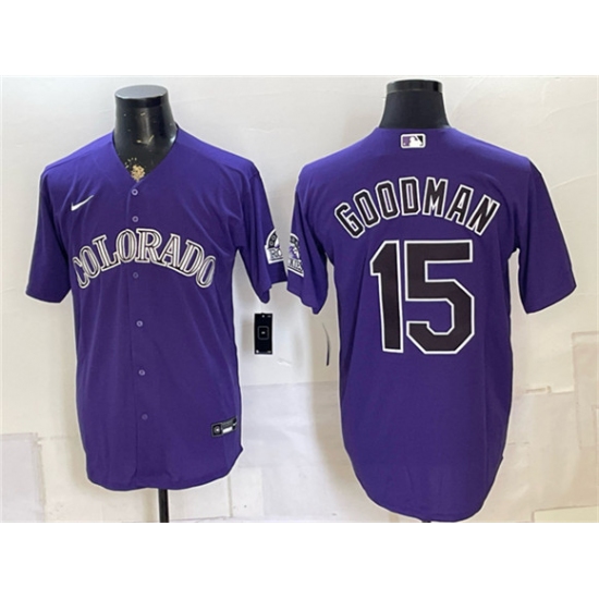 Men's Colorado Rockies #15 Hunter Goodman Purple Stitched Baseball Jersey - Ujersey