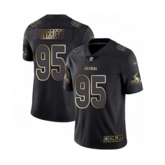 Men's Cleveland Browns #95 Myles Garrett Black Gold Vapor Untouchable Limited Football Jersey - Ujersey