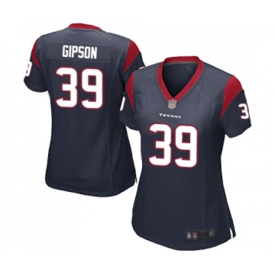 Women's Houston Texans #39 Tashaun Gipson Game Navy Blue Team Color Football Jersey - Ujersey