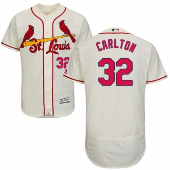 Men's Majestic St. Louis Cardinals #32 Steve Carlton Cream Alternate Flex Base Authentic Collection MLB Jersey - Ujersey
