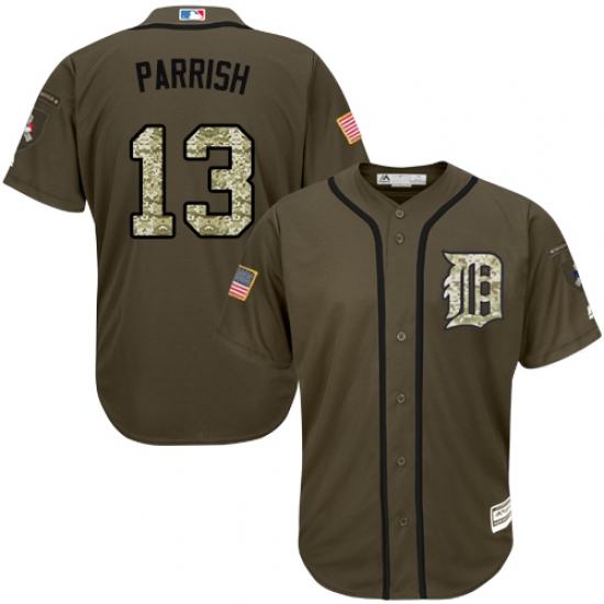 Men's Majestic Detroit Tigers #13 Lance Parrish Authentic Green Salute to Service MLB Jersey - Ujersey