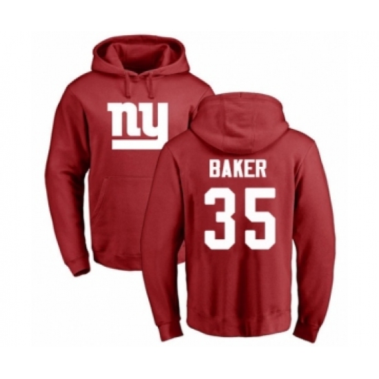 Football New York Giants #35 Deandre Baker Red Name & Number Logo Pullover Hoodie - Ujersey