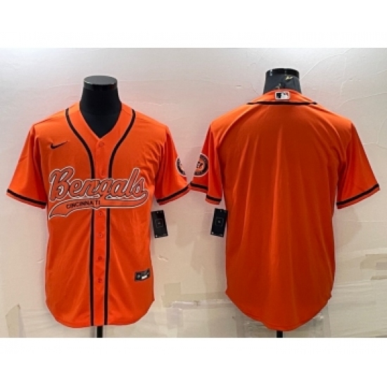 Men's Cincinnati Bengals Blank Orange With Patch Cool Base Stitched Baseball Jersey - Ujersey