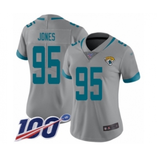 Women's Jacksonville Jaguars #95 Abry Jones Silver Inverted Legend Limited 100th Season Football Jersey - Ujersey
