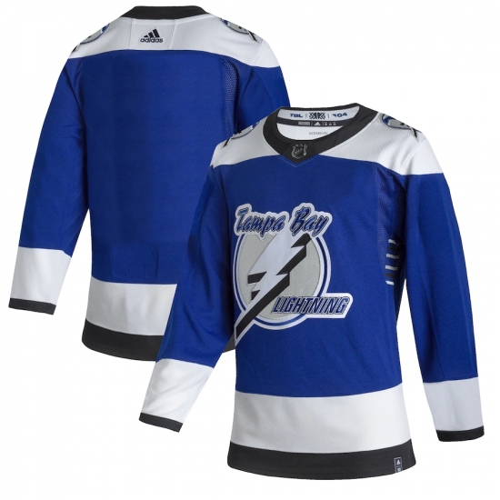 Men's Tampa Bay Lightning adidas Blank Blue 2020-21 Reverse Retro Authentic Jersey - Ujersey
