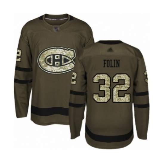 Men's Montreal Canadiens #32 Christian Folin Authentic Green Salute to Service Hockey Jersey - Ujersey