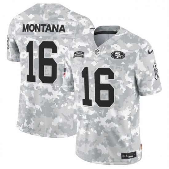 Men's San Francisco 49ers #16 Joe Montana 2024 F.U.S.E Arctic Camo Salute To Service Limited Stitched Football Jersey - Ujersey
