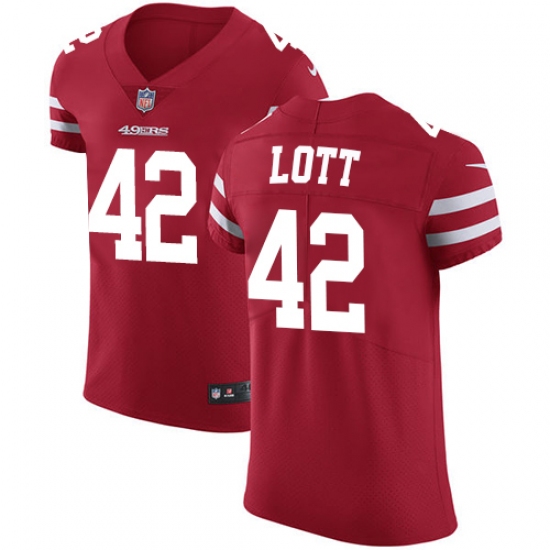 Men's Nike San Francisco 49ers #42 Ronnie Lott Red Team Color Vapor Untouchable Elite Player NFL Jersey - Ujersey