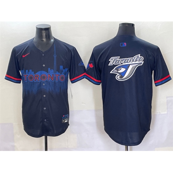 Men's Toronto Blue Jays Team Big Logo Navy 2024 City Connect Limited Stitched Baseball Jersey - Ujersey