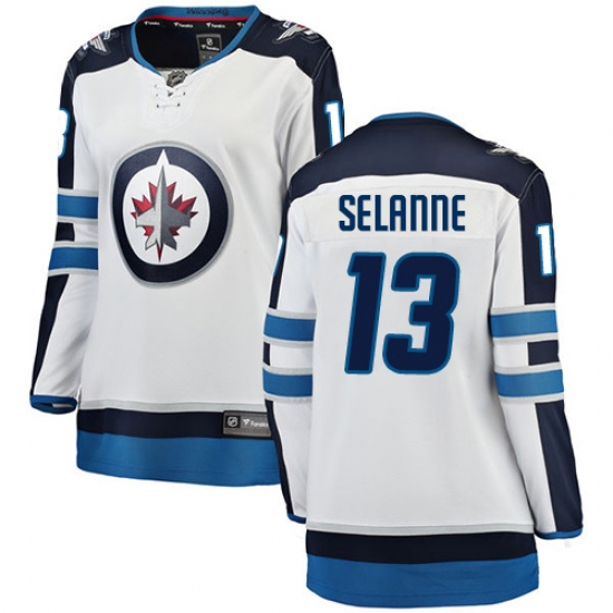 Women's Winnipeg Jets #13 Teemu Selanne Fanatics Branded White Away Breakaway NHL Jersey - Ujersey