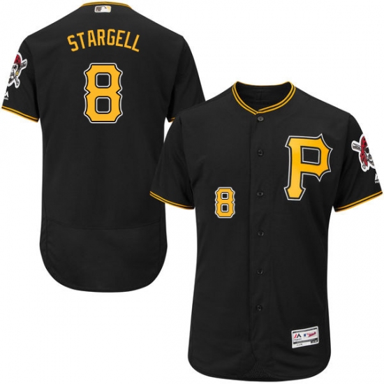 Men's Majestic Pittsburgh Pirates #8 Willie Stargell Black Alternate Flex Base Authentic Collection MLB Jersey - Ujersey