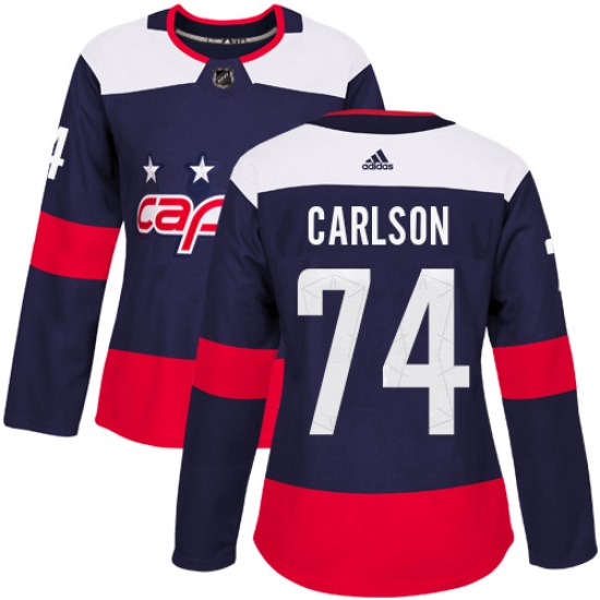 Women's Adidas Washington Capitals #74 John Carlson Authentic Navy Blue 2018 Stadium Series NHL Jersey - Ujersey
