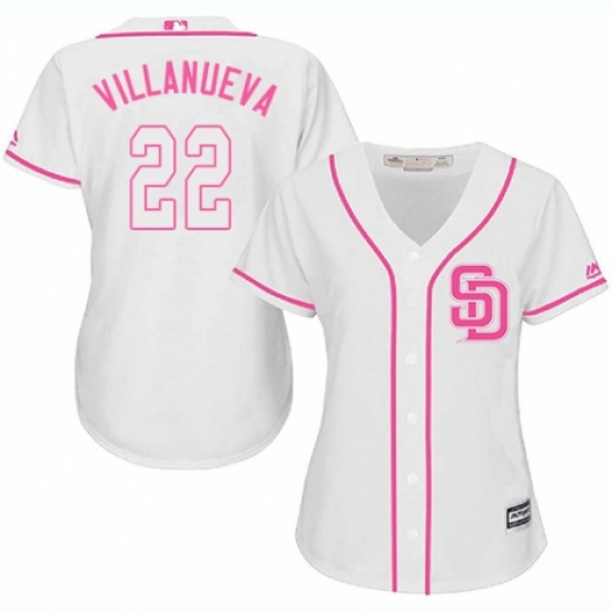 Women's Majestic San Diego Padres #22 Christian Villanueva Authentic White Fashion Cool Base MLB Jersey - Ujersey