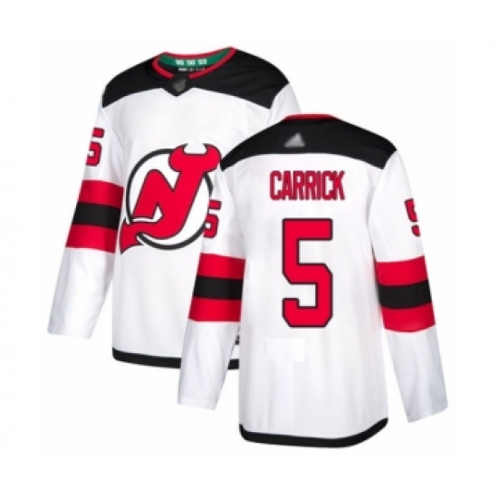 Youth New Jersey Devils #5 Connor Carrick Authentic White Away Hockey Jersey