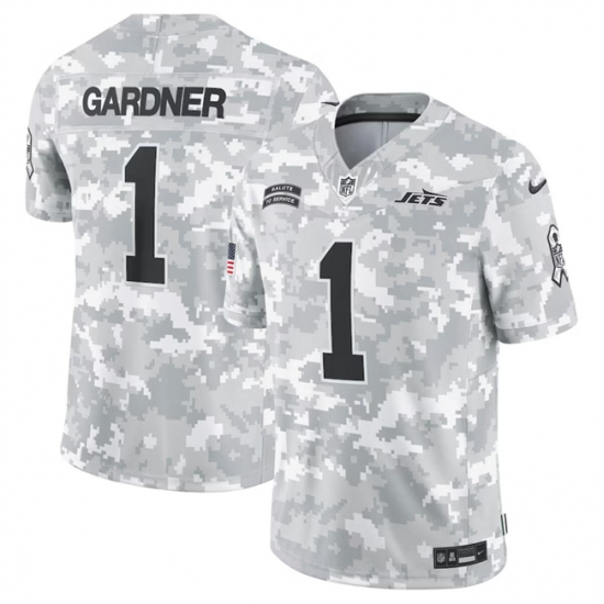 Men's New York Jets #1 Sauce Gardner 2024 Arctic Camo Salute To Service Limited Stitched Football Jersey - Ujersey