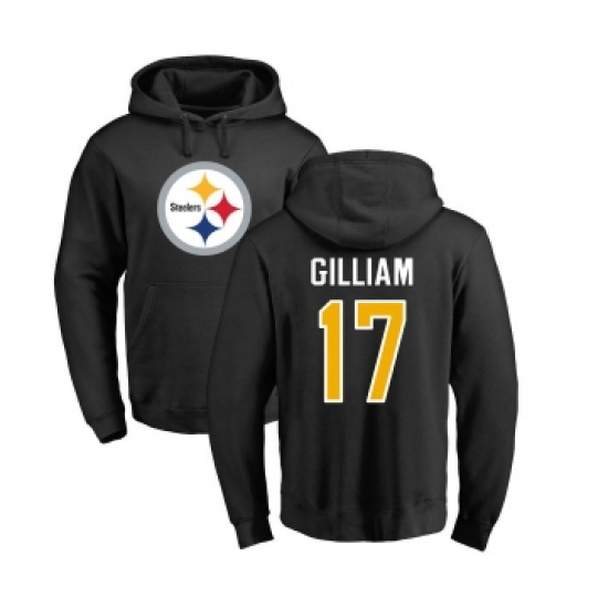 Football Pittsburgh Steelers #17 Joe Gilliam Black Name & Number Logo Pullover Hoodie - Ujersey