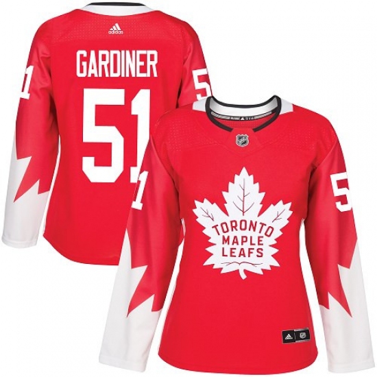 Women's Adidas Toronto Maple Leafs #51 Jake Gardiner Authentic Red Alternate NHL Jersey - Ujersey