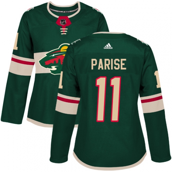 Women's Adidas Minnesota Wild #11 Zach Parise Premier Green Home NHL Jersey - Ujersey