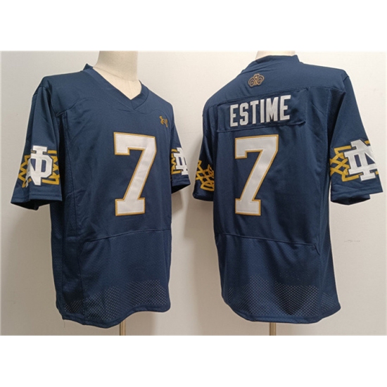 Men's Notre Dame Fighting Irish #7 Audric Estimé Navy With Name Limited Stitched Jersey