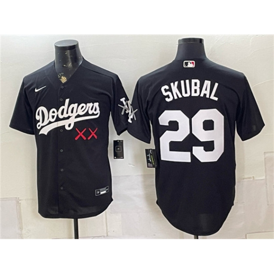 Men's Los Angeles Dodgers x KAWS #29 Tarik Skubal Black Vapor Premier Limited Stitched Baseball Jersey - Ujersey