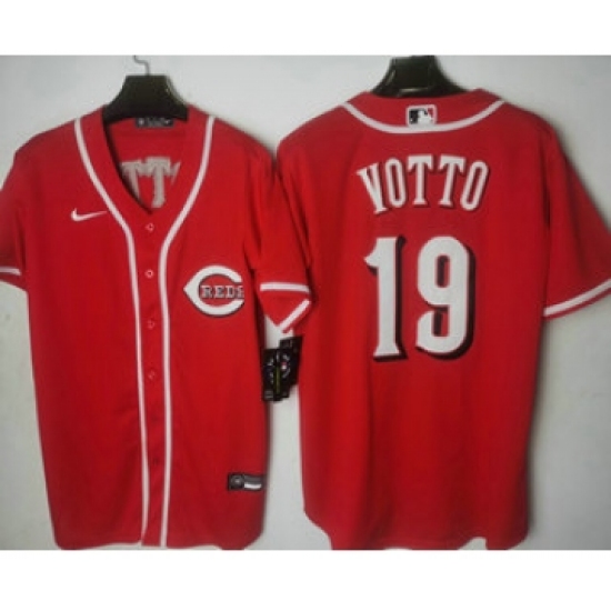 Men's Cincinnati Reds #19 Joey Votto Red Stitched MLB Cool Base Nike Jersey - Ujersey