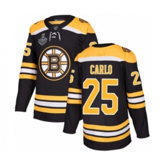 Men's Boston Bruins #25 Brandon Carlo Authentic Black Home 2019 Stanley Cup Final Bound Hockey Jersey - Ujersey