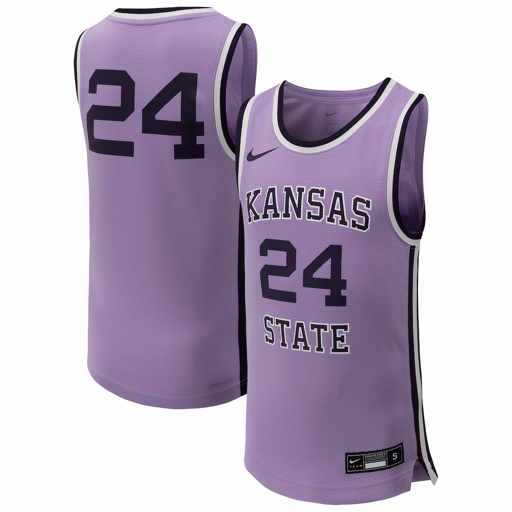 Youth Nike #24 Lavender Kansas State Wildcats Replica Basketball Jersey