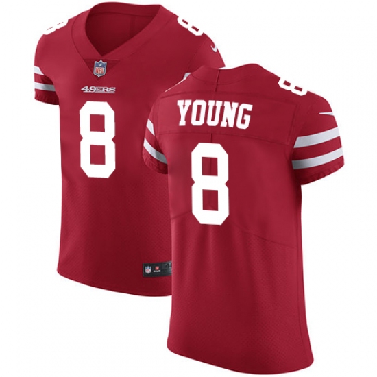 Men's Nike San Francisco 49ers #8 Steve Young Red Team Color Vapor Untouchable Elite Player NFL Jersey - Ujersey