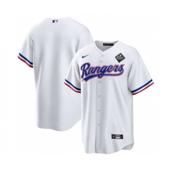 Men's Texas Rangers Blank White 2023 World Series Stitched Baseball Jersey - Ujersey