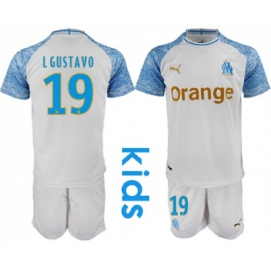Marseille #19 L Gustavo Home Kid Soccer Club Jersey