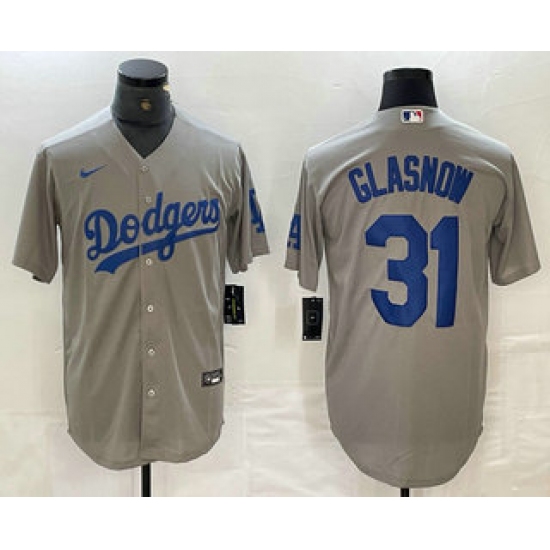 Men's Los Angeles Dodgers #31 Tyler Glasnow Grey Stitched Cool Base Nike Jersey - Ujersey