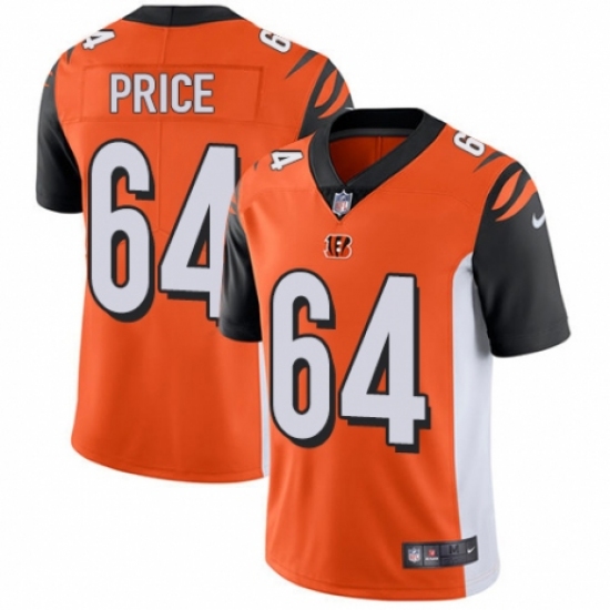 Men's Nike Cincinnati Bengals #64 Billy Price Orange Alternate Vapor Untouchable Limited Player NFL Jersey - Ujersey