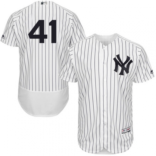 Men's Majestic New York Yankees #41 Adam Lind White Home Flex Base Authentic Collection MLB Jersey - Ujersey