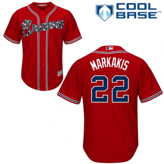 Youth Majestic Atlanta Braves #22 Nick Markakis Authentic Red Alternate Cool Base MLB Jersey - Ujersey