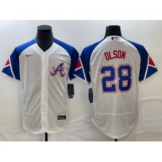 Men's Atlanta Braves #28 Matt Olson White 2023 City Connect Flex Base Stitched Jersey - Ujersey