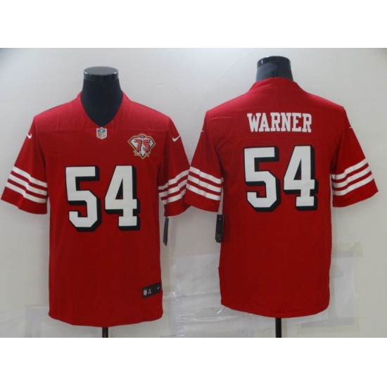 Men's San Francisco 49ers #54 Fred Warner Red 2021 75th Anniversary Vapor Untouchable Limited Jersey - Ujersey