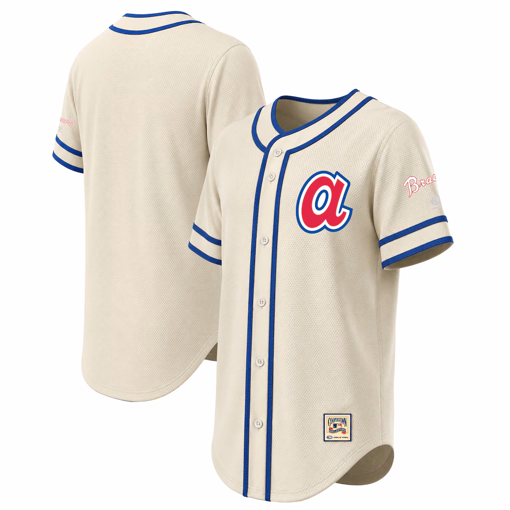 Men's Atlanta Braves Stitches Natural Throwback Fashion Jersey - Ujersey