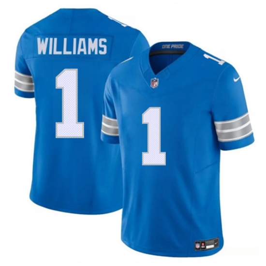 Men's Detroit Lions #1 Jameson Williams Blue 2025 F.U.S.E. Vapor Limited Football Stitched Jersey - Ujersey