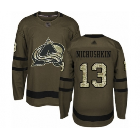 Men's Colorado Avalanche #13 Valeri Nichushkin Authentic Green Salute to Service Hockey Jersey - Ujersey