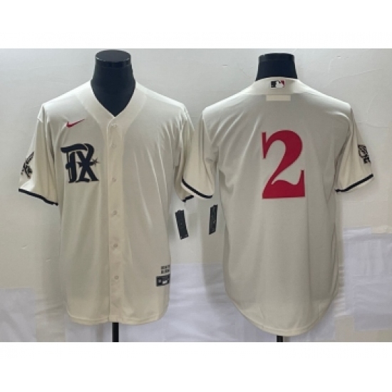 Men's Texas Rangers #2 Marcus Semien Cream 2023 City Connect Stitched Baseball Jersey - Ujersey