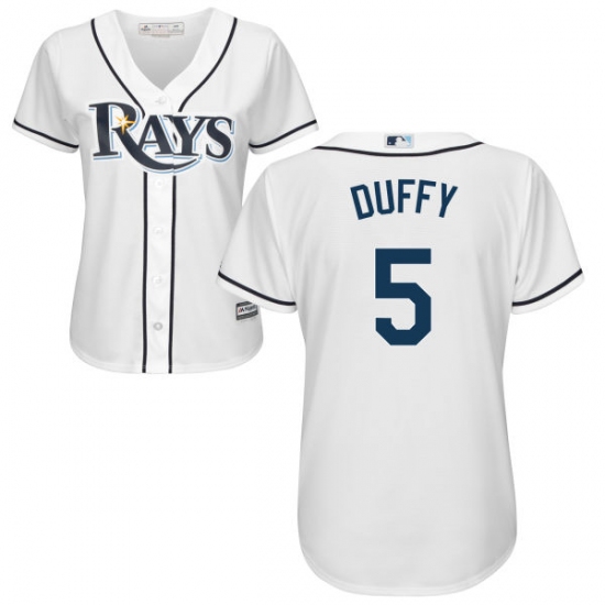 Women's Majestic Tampa Bay Rays #5 Matt Duffy Authentic White Home Cool Base MLB Jersey - Ujersey