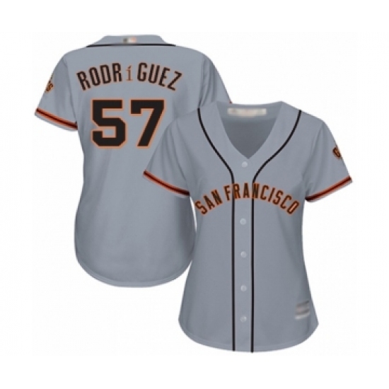 Women's San Francisco Giants #57 Dereck Rodriguez Authentic Grey Road Cool Base Baseball Player Jersey - Ujersey