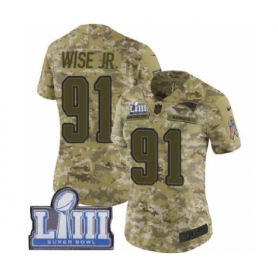 Women's Nike New England Patriots #91 Deatrich Wise Jr Limited Camo 2018 Salute to Service Super Bowl LIII Bound NFL Jersey - Ujersey