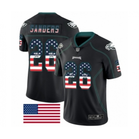 Men's Philadelphia Eagles #26 Miles Sanders Limited Black Rush USA Flag Football Jersey - Ujersey