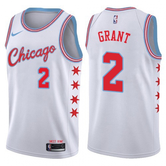 Men's Nike Chicago Bulls #2 Jerian Grant Swingman White NBA Jersey - City Edition - ujerseystore