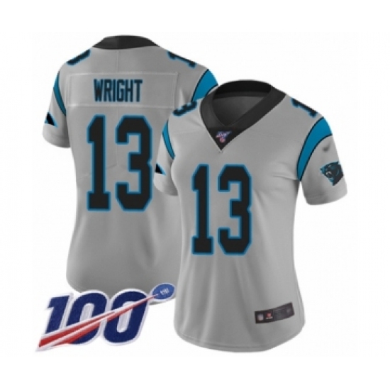 Women's Carolina Panthers #13 Jarius Wright Silver Inverted Legend Limited 100th Season Football Jersey - Ujersey