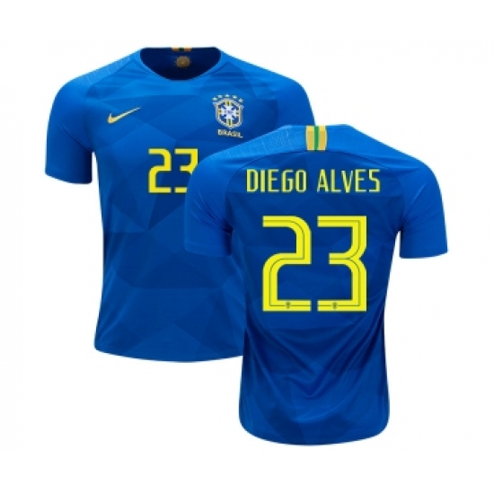 Brazil #23 Diego Alves Away Kid Soccer Country Jersey