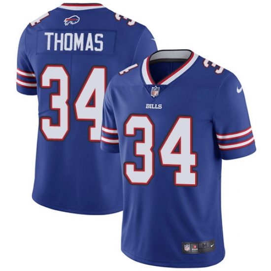 Men's Nike Buffalo Bills #34 Thurman Thomas Royal Blue Team Color Vapor Untouchable Limited Player NFL Jersey - Ujersey